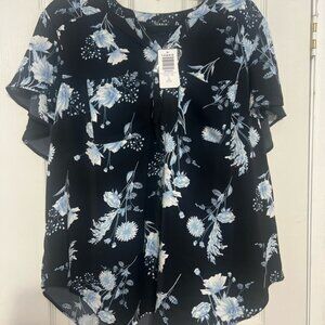 Torrid Black and White Floral Blouse